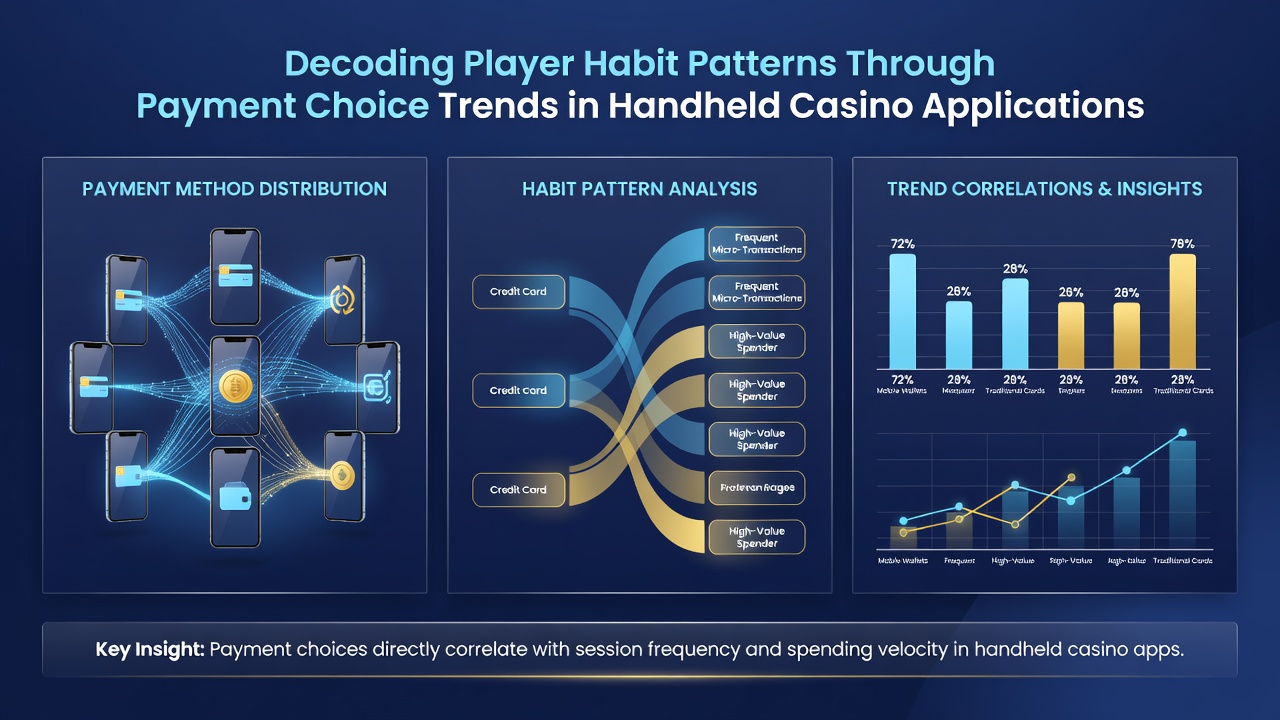 Analytics dashboard displaying player habit patterns segmented by payment method trends in mobile casino applications