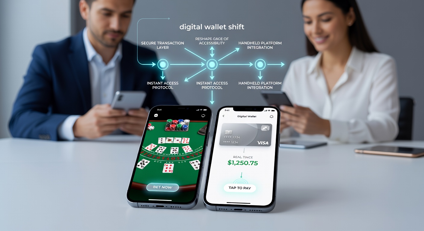 Handheld platform showing live table game interface with digital wallet integration