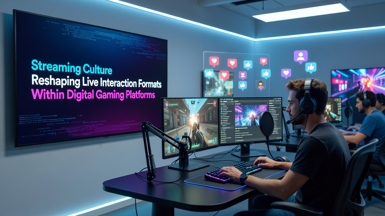 Digital gaming interface displaying integrated streaming tools with audience chat influencing live multiplayer sessions