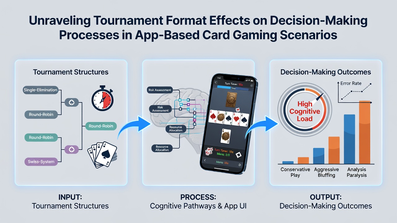 Split-screen view of a mobile card game showing tournament clock, stack sizes, and decision buttons during active play